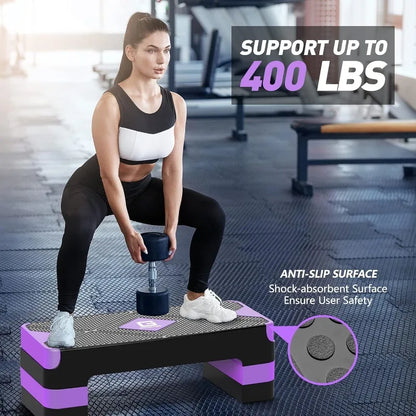 26.5" Adjustable Aerobic Step Platform – Home Cardio Fitness Stepper